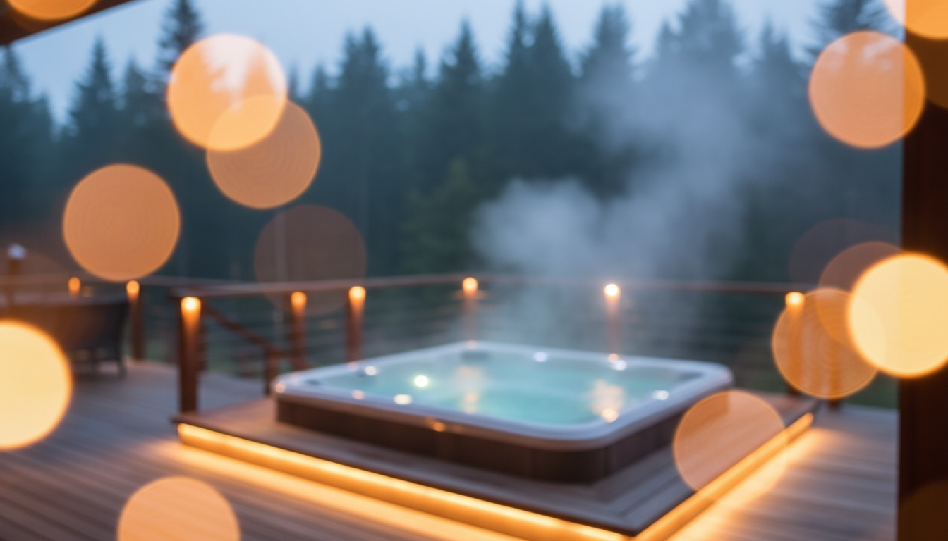 Luxurious hot tub overlooking mist